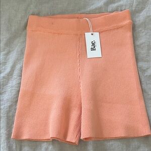 NWT Bae The Label Cloud Papaya Orange Nine Knit Maternity Bike Shorts, size S